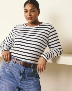 Light-As-Air Long Sleeve Crew Neck Tee Zen Stripe