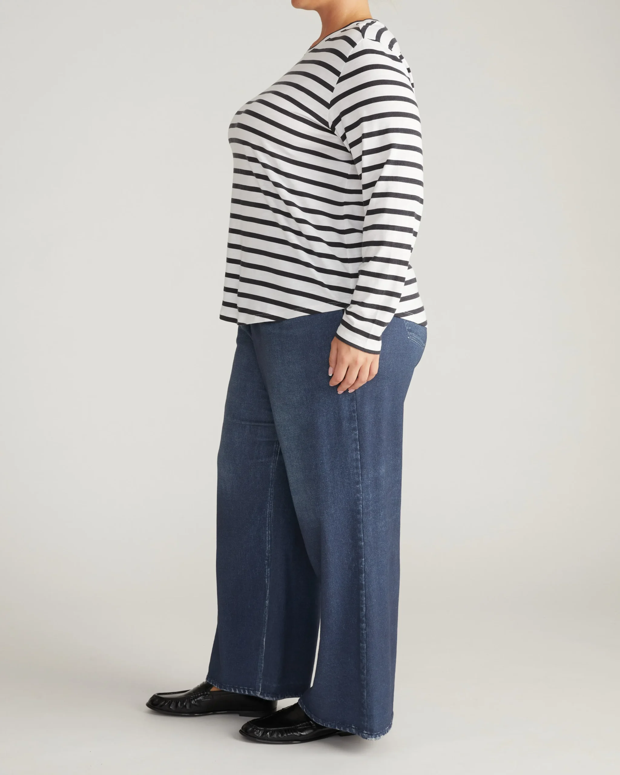 Light-As-Air Long Sleeve Crew Neck Tee Zen Stripe