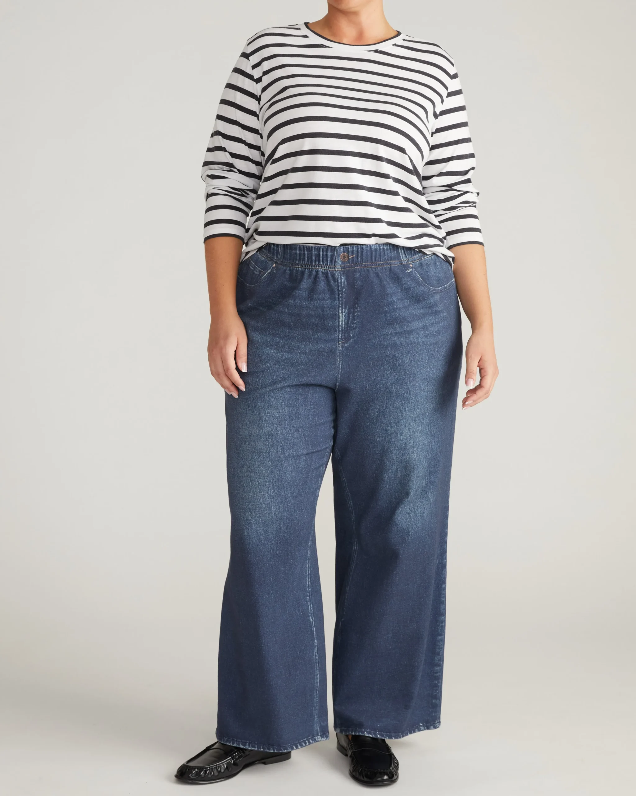 Light-As-Air Long Sleeve Crew Neck Tee Zen Stripe