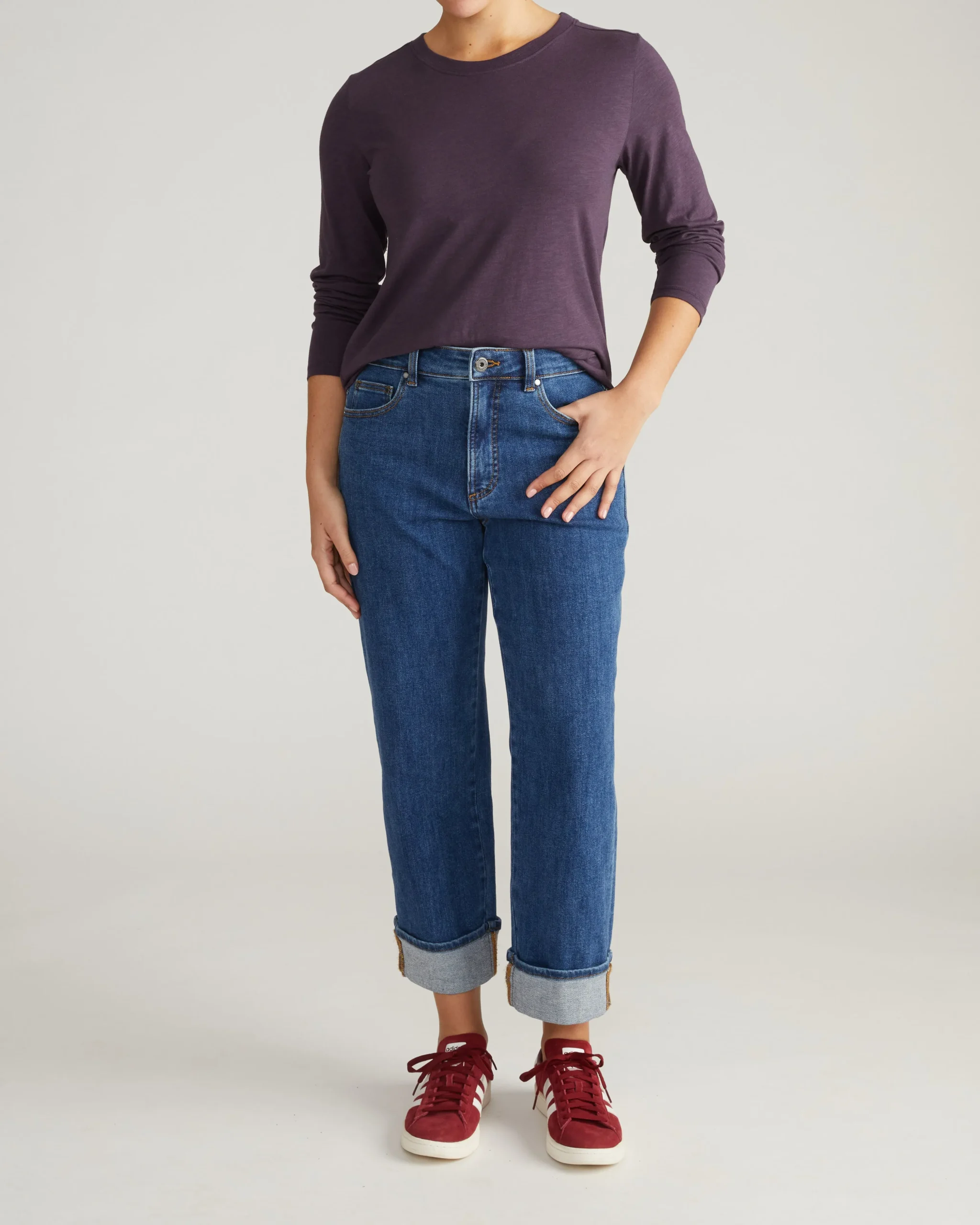 Light-As-Air Long Sleeve Crew Neck Tee Purple Jewel