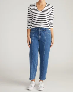 Light-As-Air Long Sleeve V Neck Tee Zen Stripe