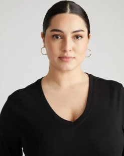Light-As-Air Long Sleeve V Neck Tee Black