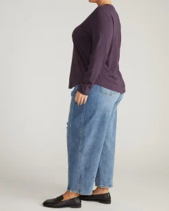 Light-As-Air Long Sleeve V Neck Tee Purple Jewel