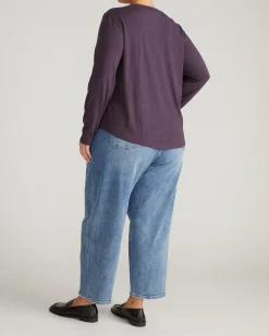 Light-As-Air Long Sleeve V Neck Tee Purple Jewel