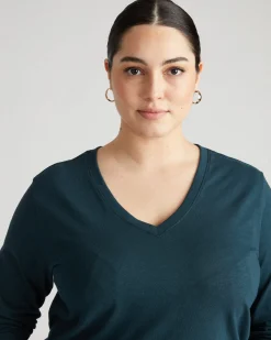 Light-As-Air Long Sleeve V Neck Tee Deep Sea