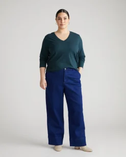 Light-As-Air Long Sleeve V Neck Tee Deep Sea