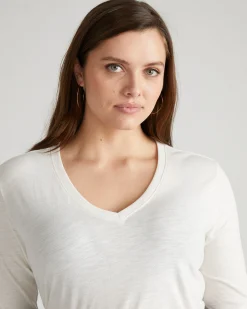 Light-As-Air Long Sleeve V Neck Tee Vapor