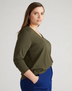 Light-As-Air Long Sleeve V Neck Tee Nori