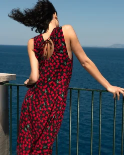 Lila Tie-Back Liquid Jersey Dress Very Cherry Print