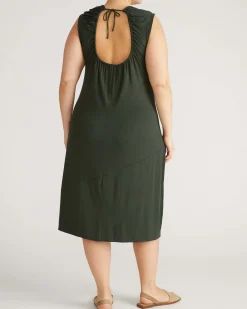 Lila Tie-Back Liquid Jersey Dress Coratina Green