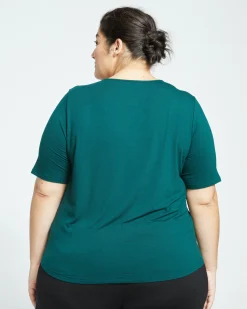 Lily Liquid Jersey Crew Neck Stovepipe Tee Forest Green