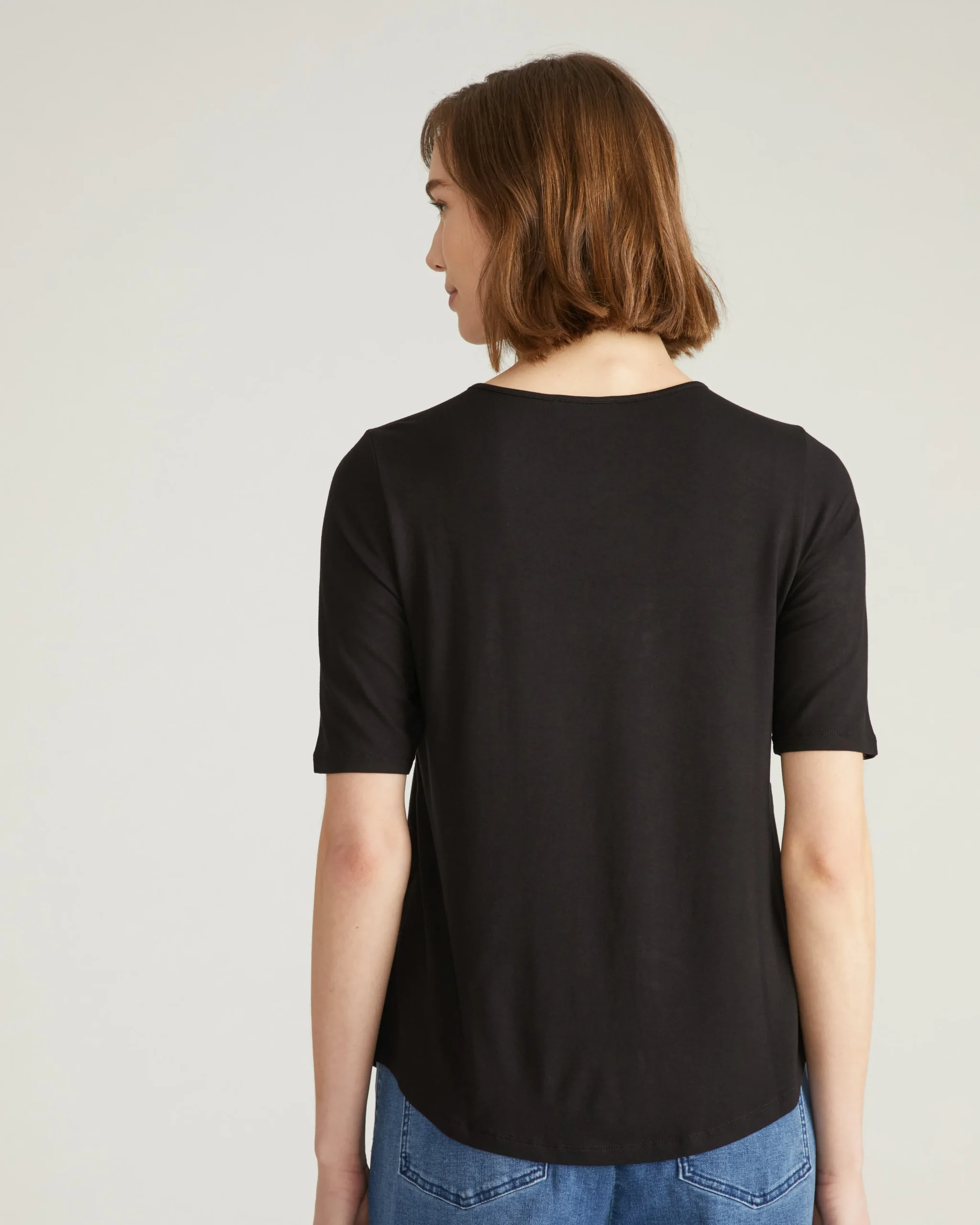 Lily Liquid Jersey Crew Neck Stovepipe Tee Black