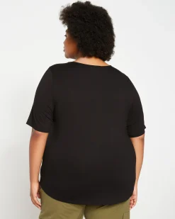 Lily Liquid Jersey Crew Neck Stovepipe Tee Black