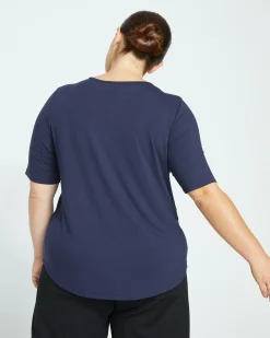 Lily Liquid Jersey Crew Neck Stovepipe Tee Midnight