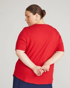 Lily Liquid Jersey Crew Neck Stovepipe Tee New York Red