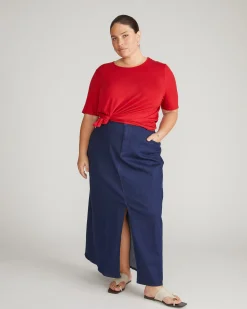 Lily Liquid Jersey Crew Neck Stovepipe Tee New York Red