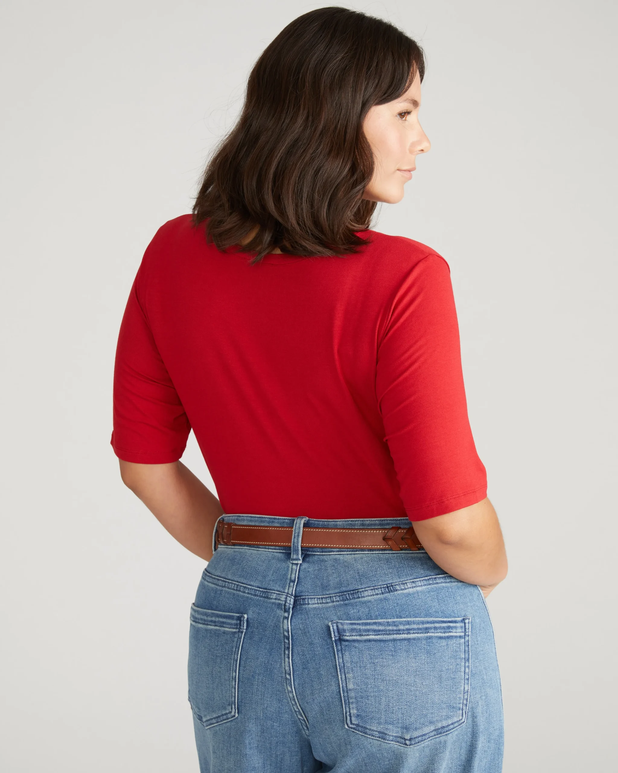 Lily Liquid Jersey V-Neck Stovepipe Tee New York Red