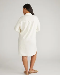 Linen Blend Rubicon Shirtdress Natural White
