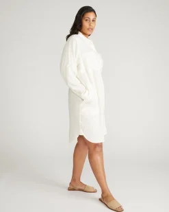Linen Blend Rubicon Shirtdress Natural White