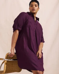 Linen Blend Rubicon Shirtdress Acai