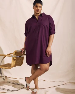 Linen Blend Rubicon Shirtdress Acai