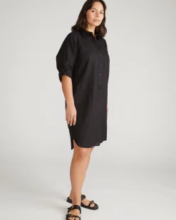 Linen Blend Rubicon Shirtdress Black