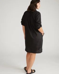 Linen Blend Rubicon Shirtdress Black