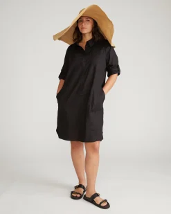 Linen Blend Rubicon Shirtdress Black