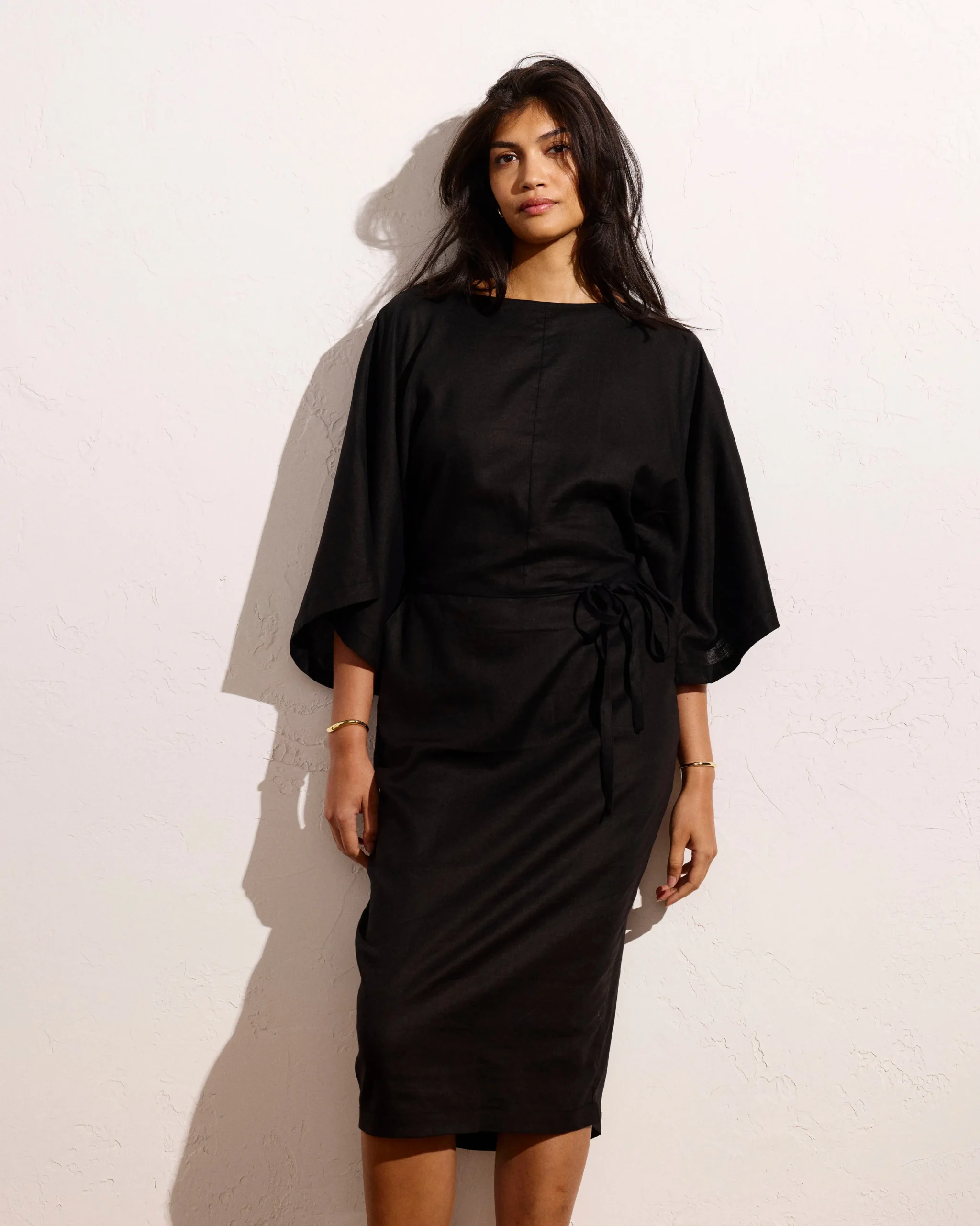 Lio Linen Blend Dress Black