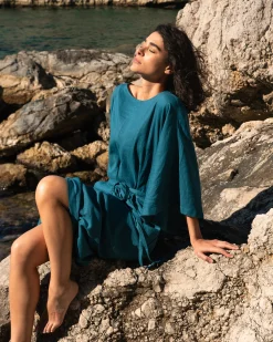 Lio Linen Blend Dress Ink Blue