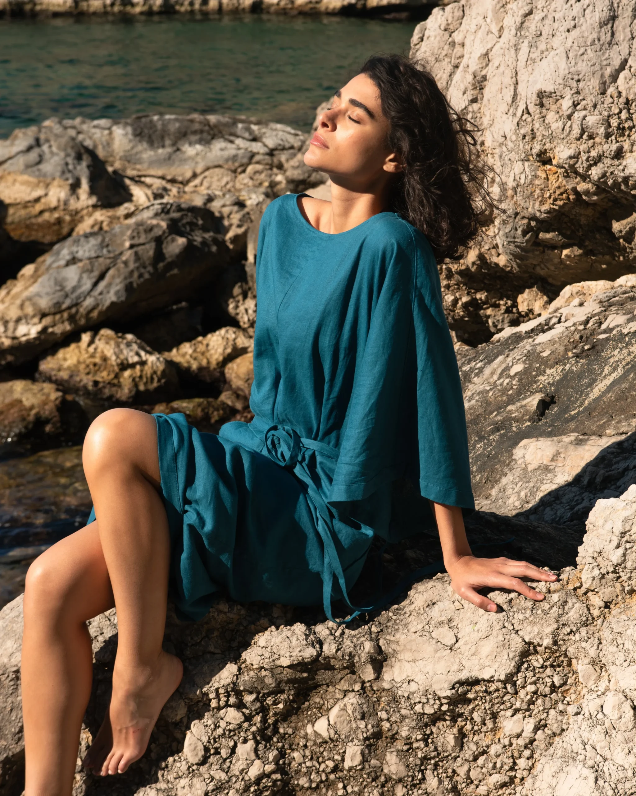 Lio Linen Blend Dress Ink Blue