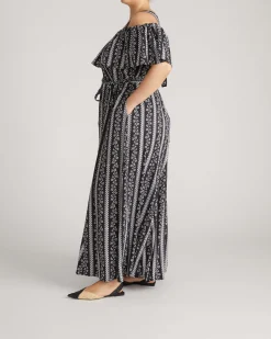 Lisbon Convertible Stretch Cupro Maxi Dress Florentine Print