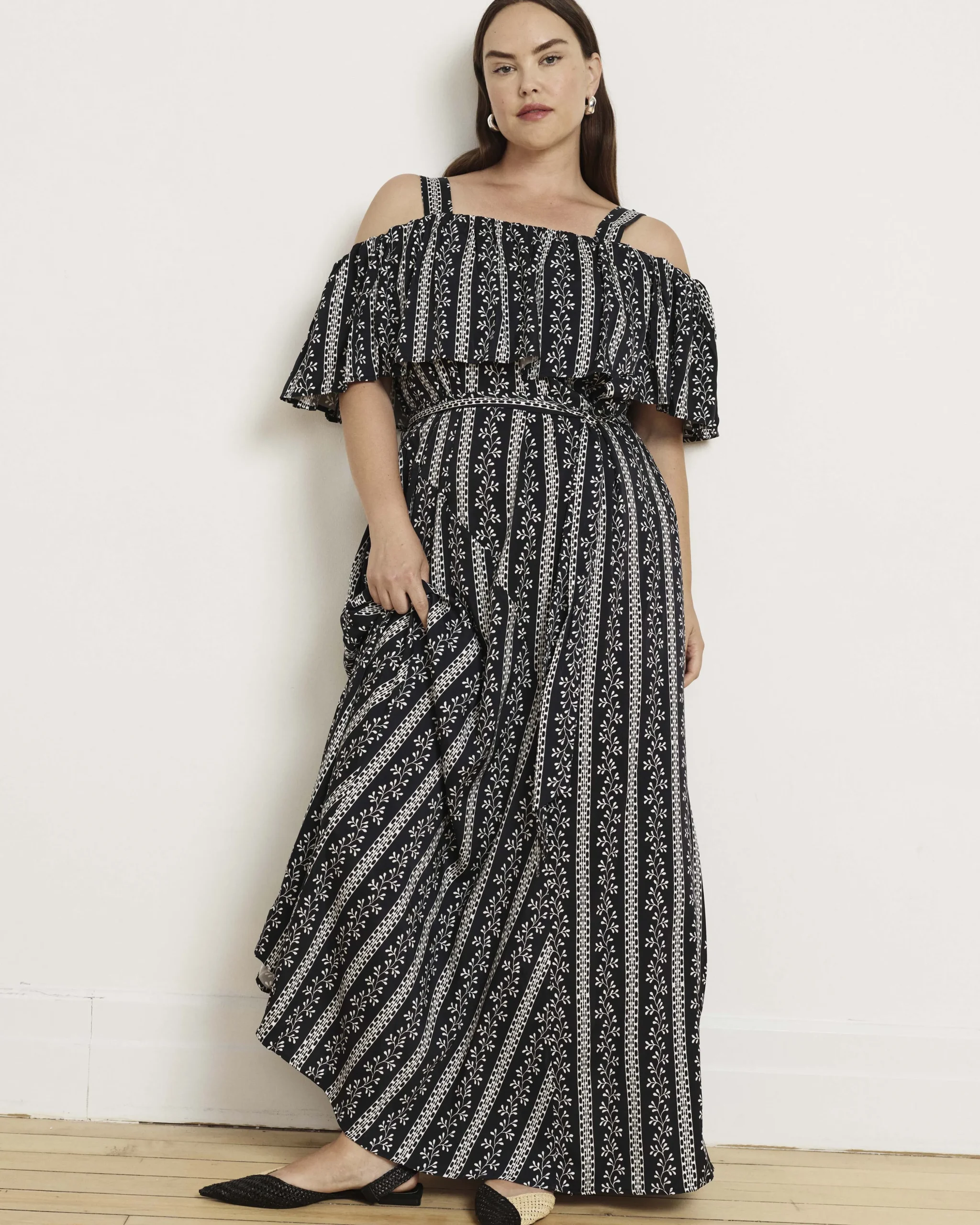 Lisbon Convertible Stretch Cupro Maxi Dress Florentine Print