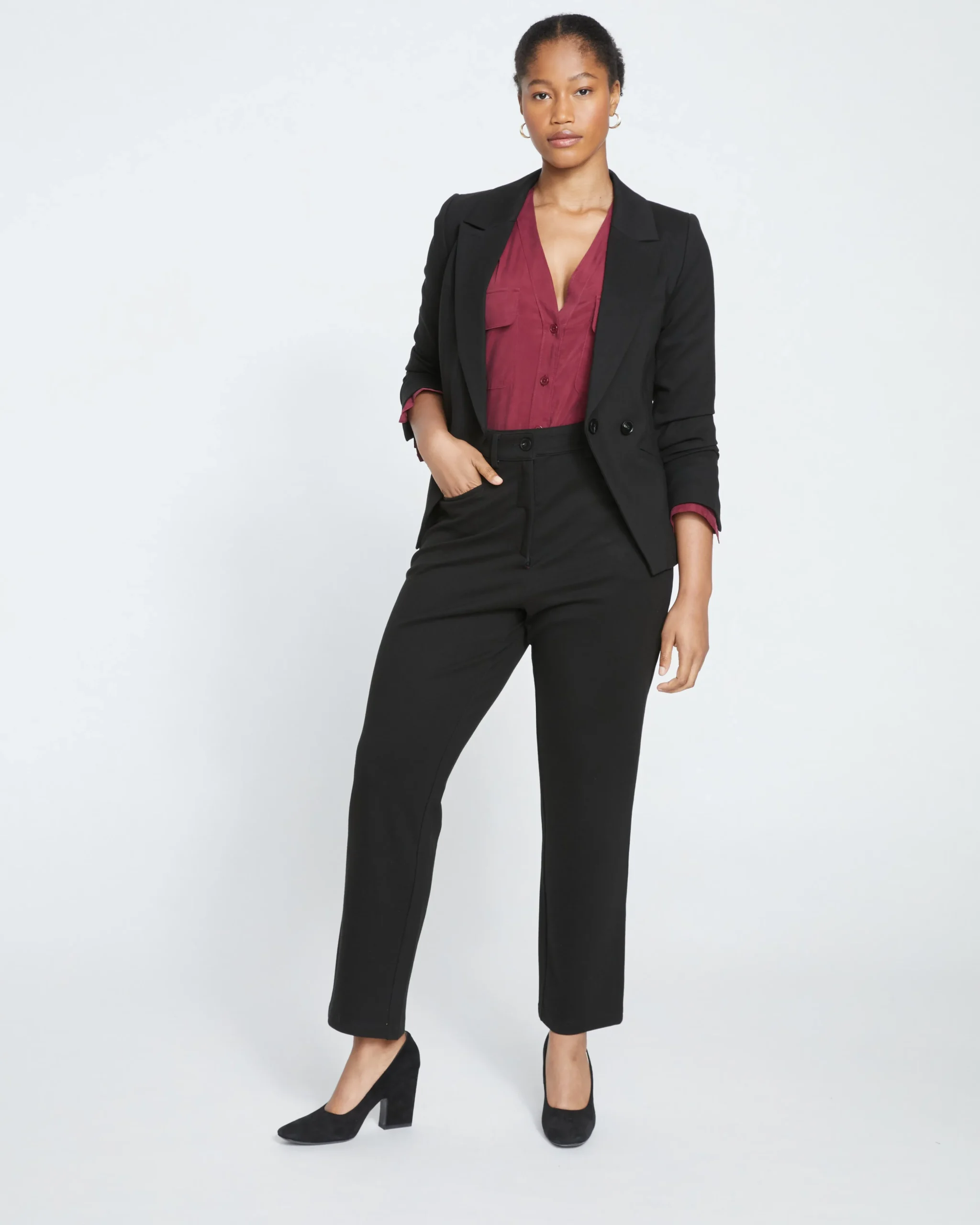 Long Cigarette Ponte Pants Black