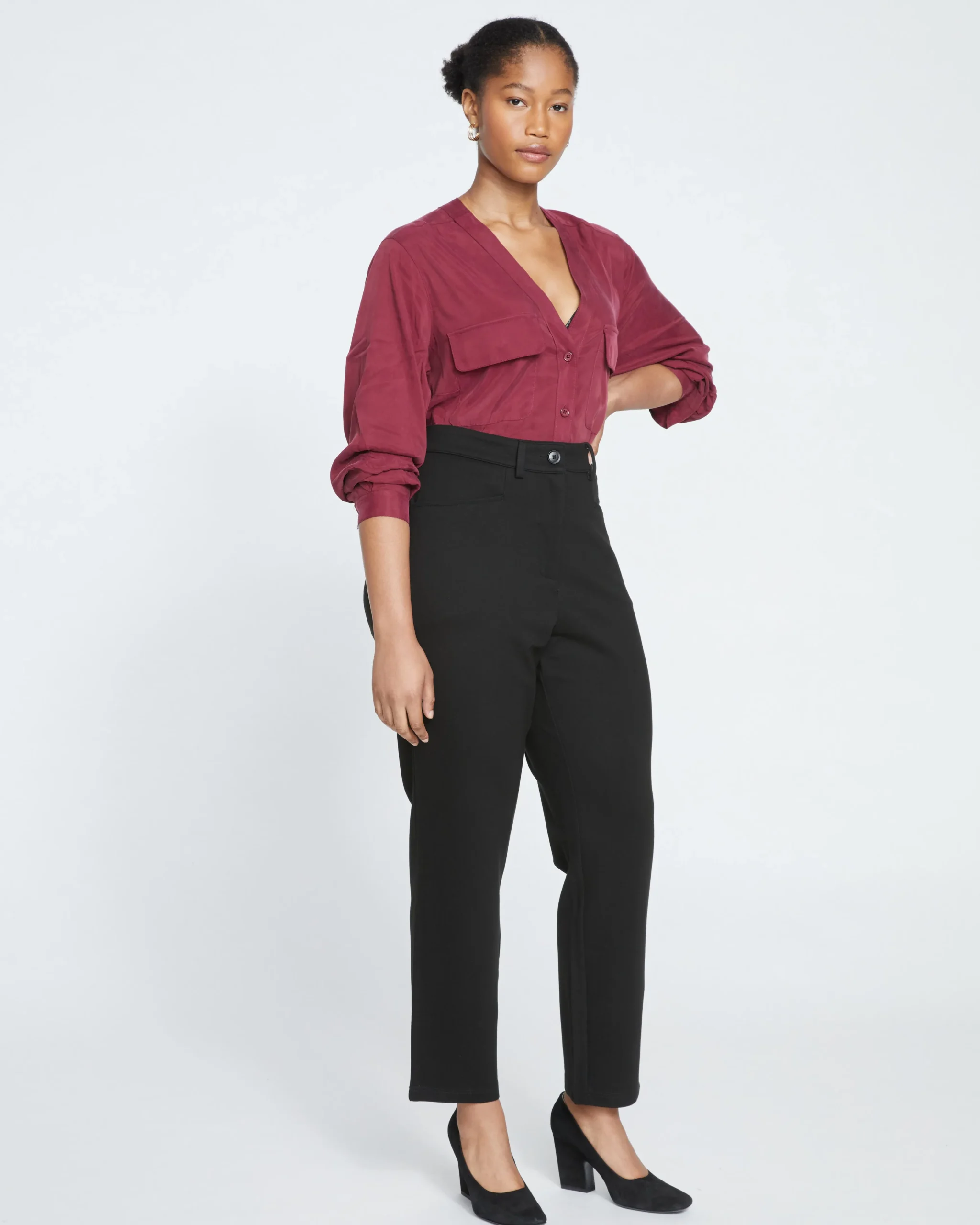 Long Cigarette Ponte Pants Black