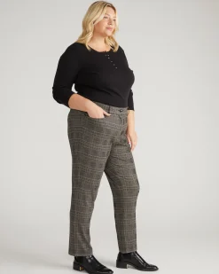 Long Cigarette Ponte Pants British Plaid