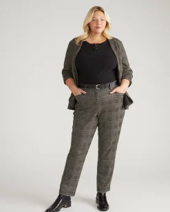 Long Cigarette Ponte Pants British Plaid