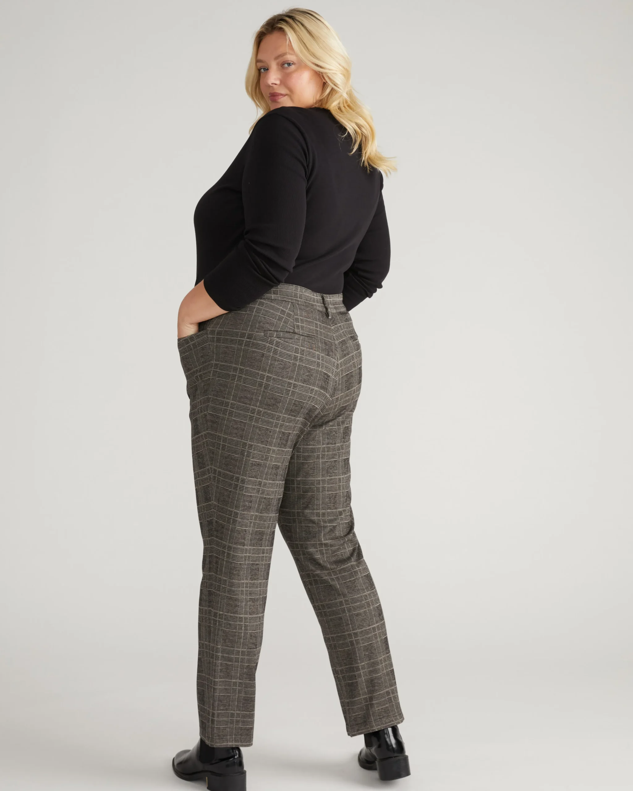 Long Cigarette Ponte Pants British Plaid