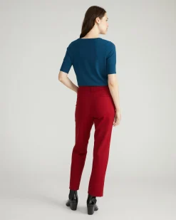 Long Cigarette Ponte Pants Garnet