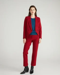 Long Cigarette Ponte Pants Garnet