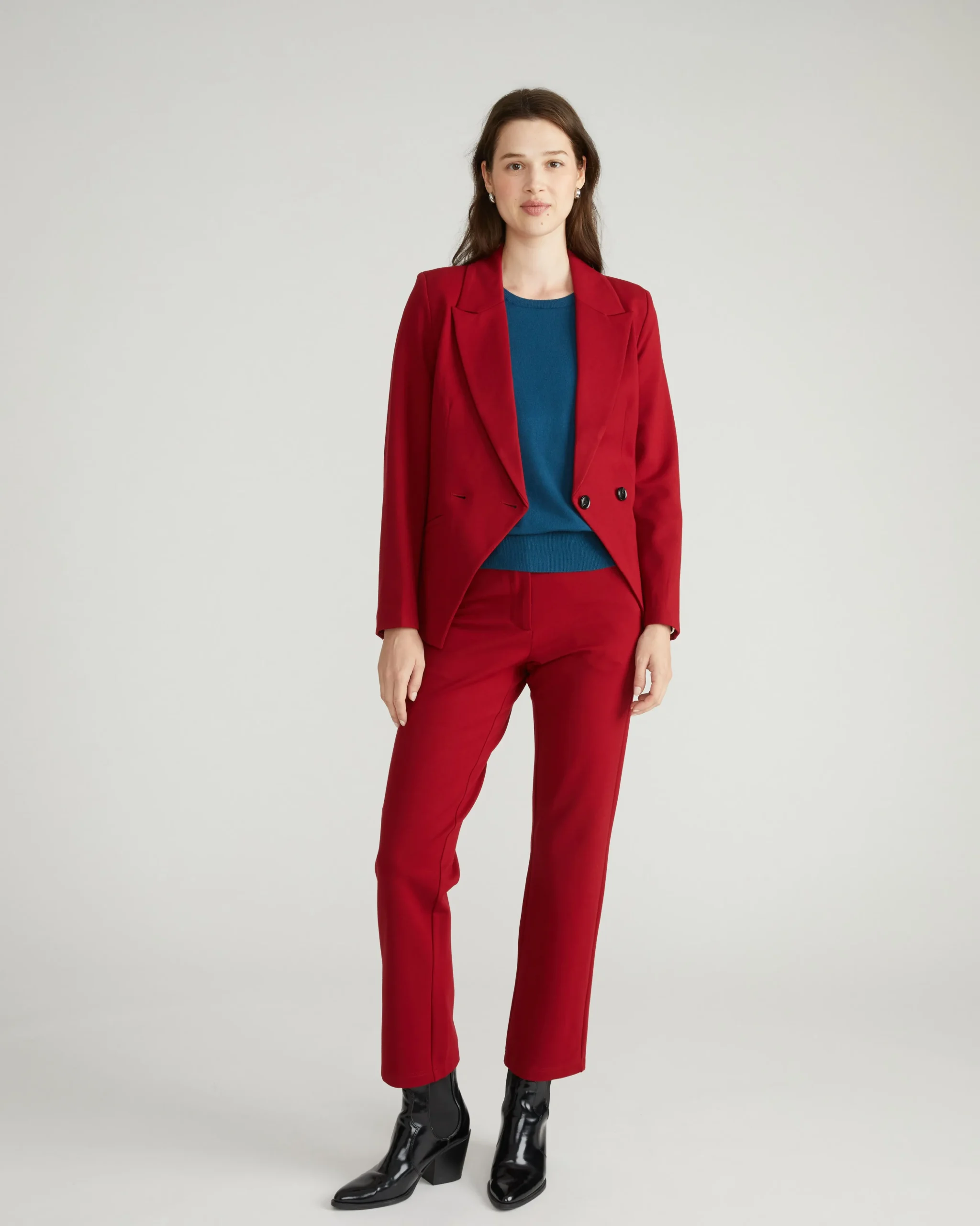 Long Cigarette Ponte Pants Garnet