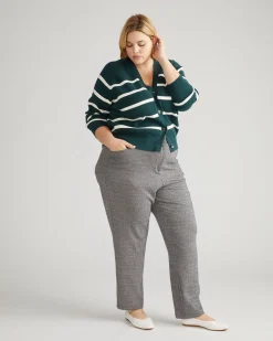 Long Cigarette Ponte Pants Herringbone Tweed