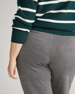 Long Cigarette Ponte Pants Herringbone Tweed