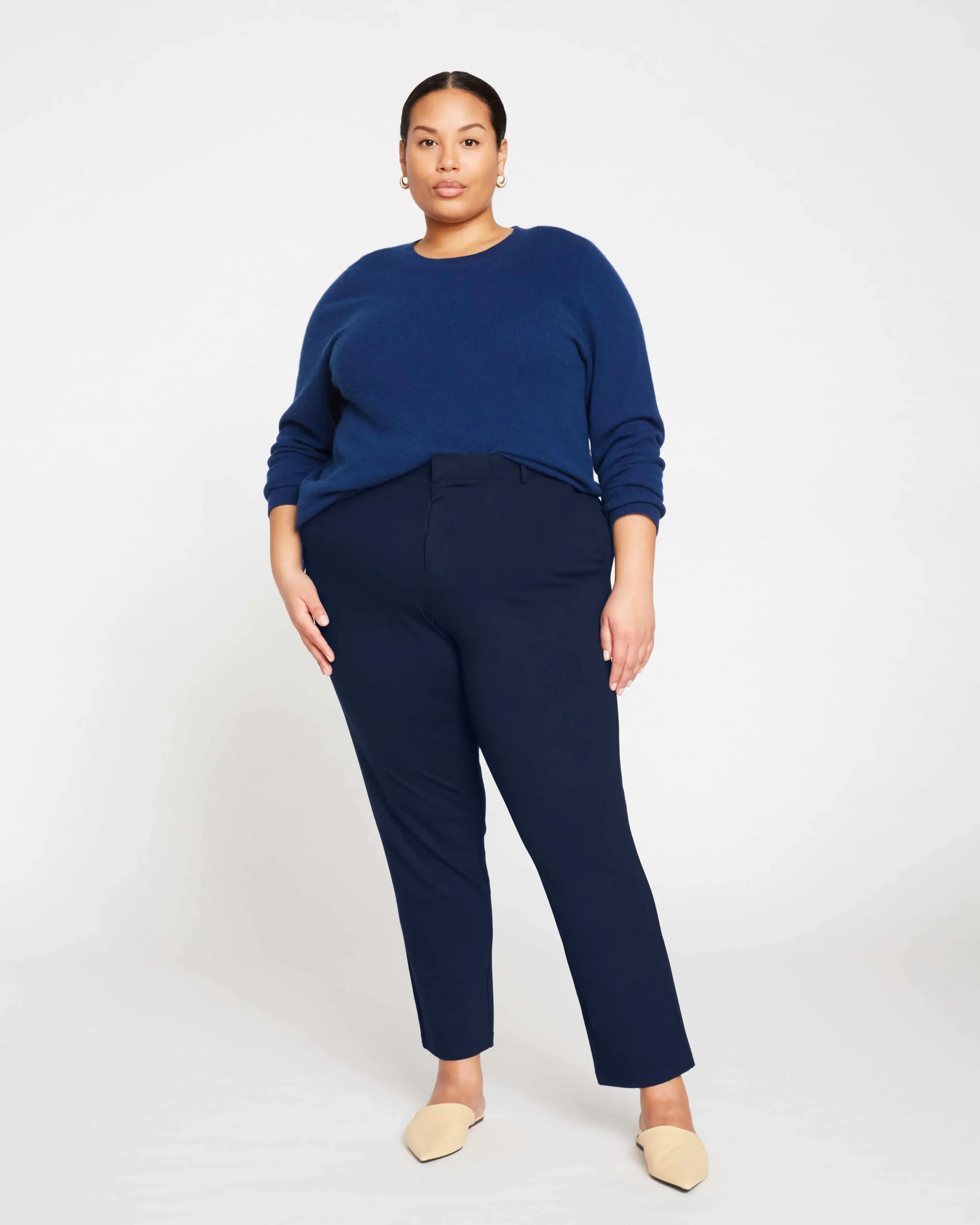 Long Cigarette Ponte Pants Navy