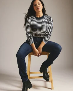 Long Sleeve Garcon Tee Navy/White Stripe