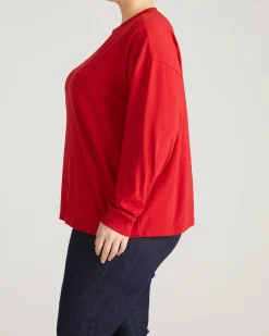 Long Sleeve Relaxed Tee Ruby Red