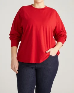 Long Sleeve Relaxed Tee Ruby Red