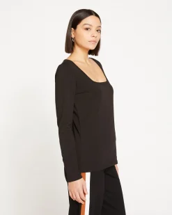 Long Sleeve Square Neck Tee Black