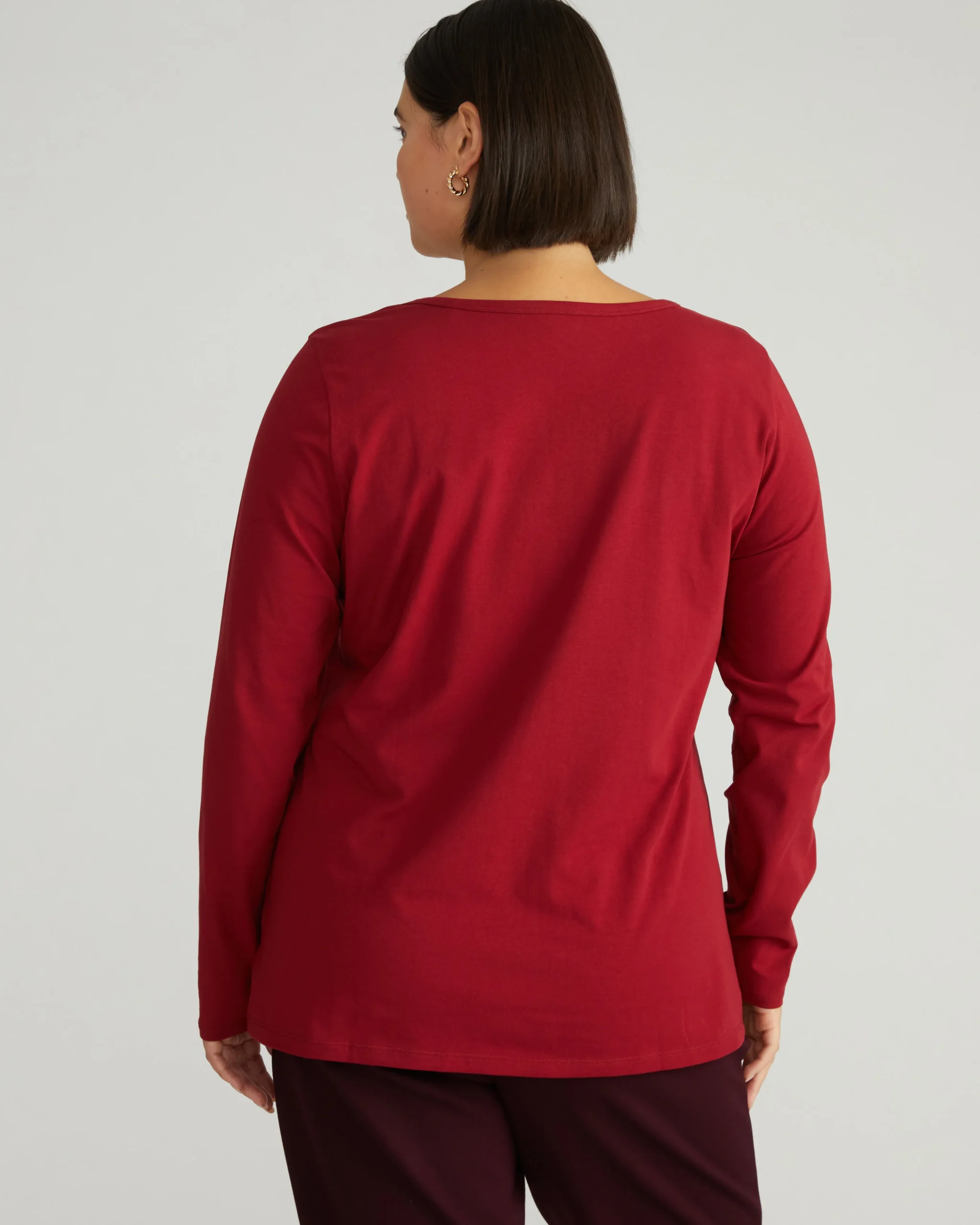 Long Sleeve Square Neck Tee Garnet