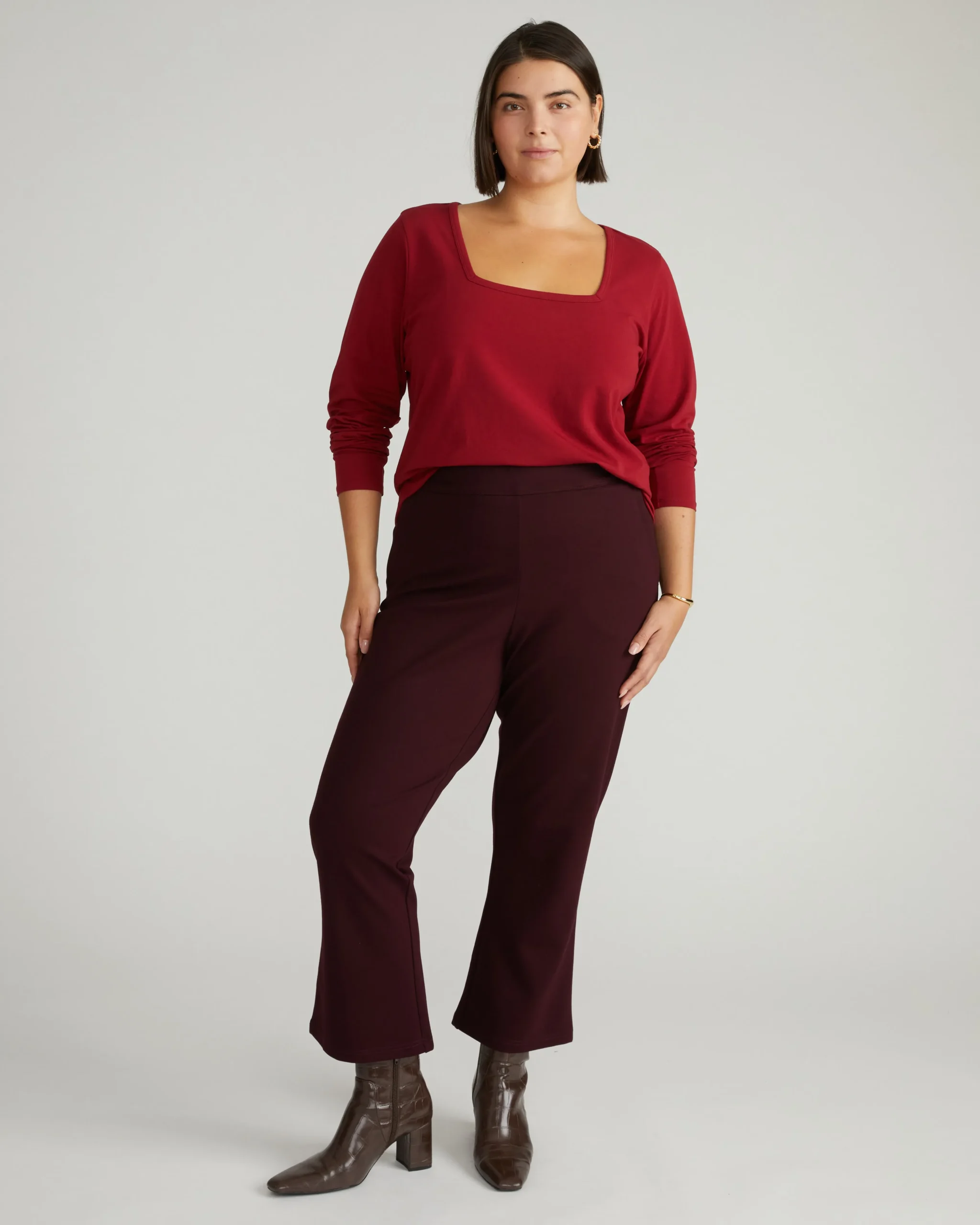 Long Sleeve Square Neck Tee Garnet
